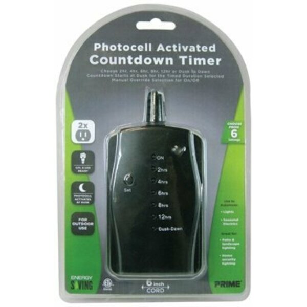 Prime Wire & Cable TNOLED02 2 OUTLET BLACK COUNTDN TIMER TNOLED02-RC